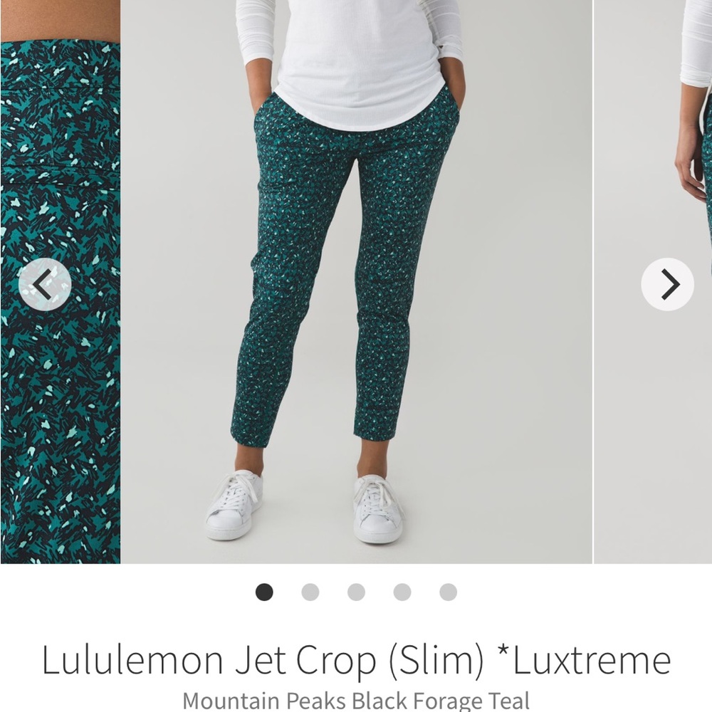 Lululemon Jet Crop (Slim) *Luxtreme Mountain Peaks Black Forage Teal